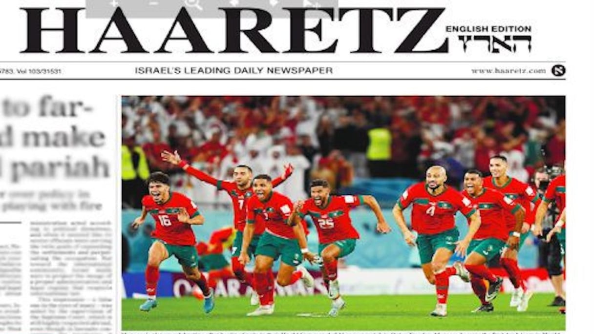 Les Lions de l’Atlas à la une du journal israélien «Haaretz».