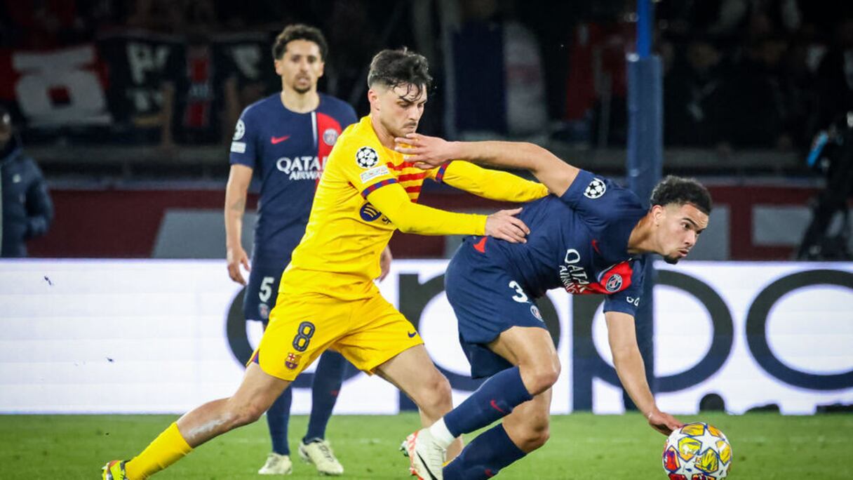 Phase de jeu du match aller des quarts de finale entre le PSG et le Barça.