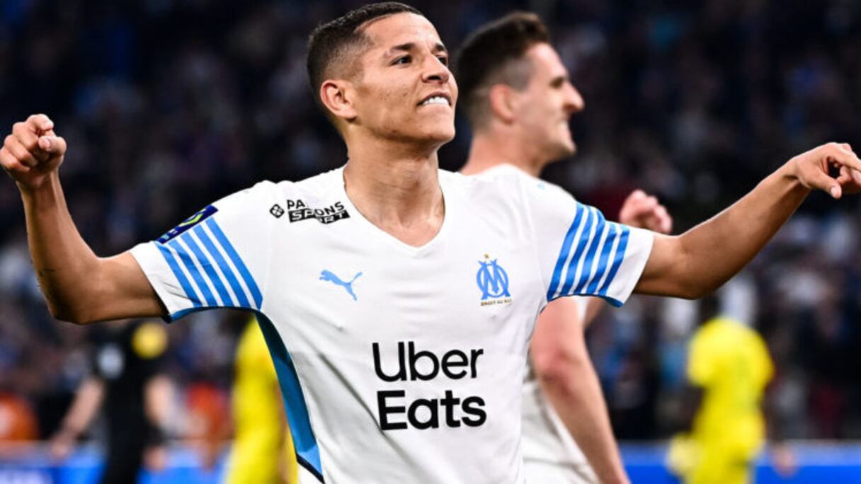 Amine Harit avec l'Olympique de Marseille.