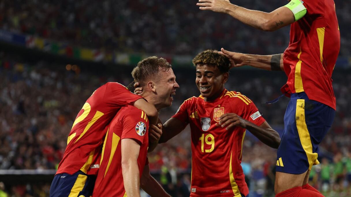 La joie des joueurs espagnols contre le France, le mardi 9 juillet 2024