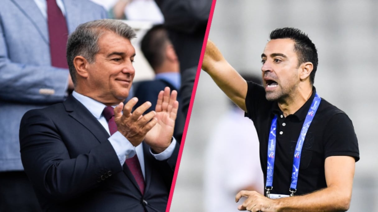 Joan Laporta et Xavi Hernandez (photo-montage).