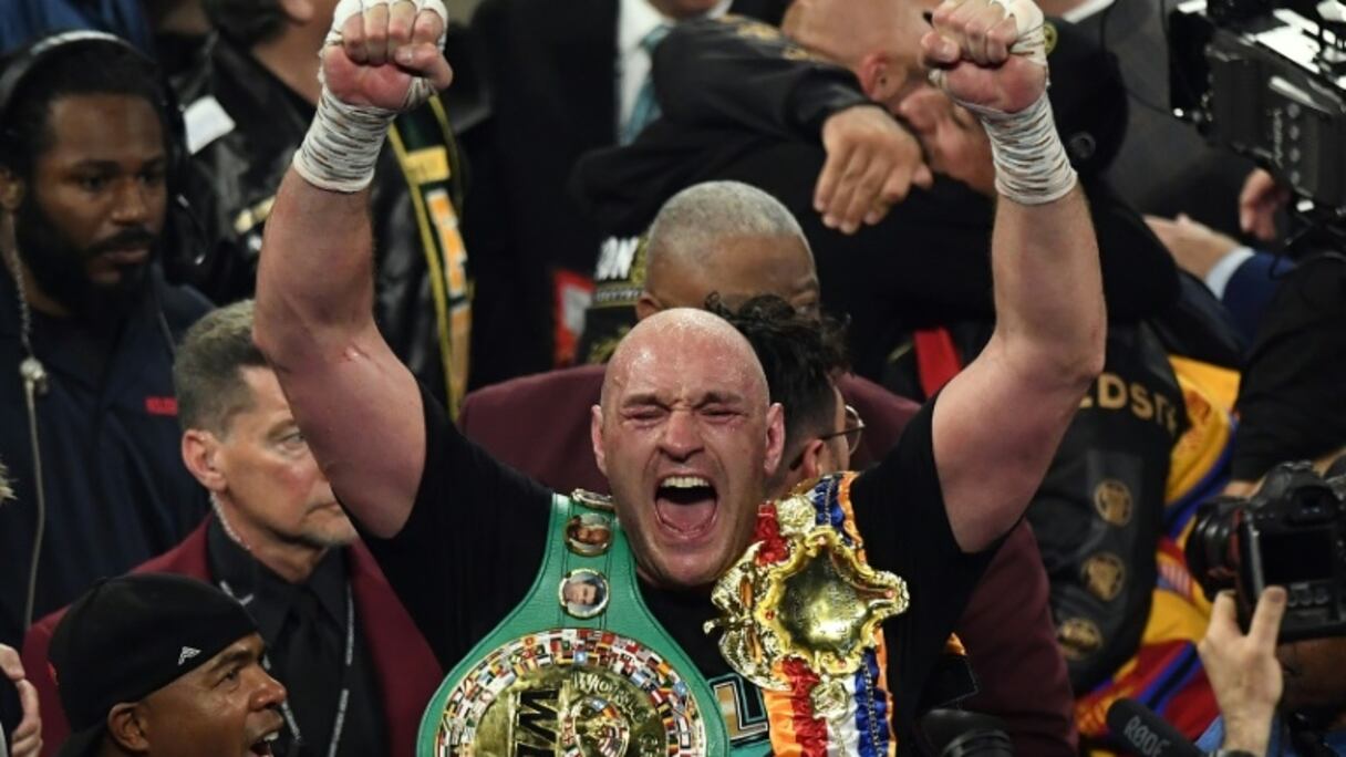 Le poids lourd Tyson Fury vainqueur de Deontay Wilder pour le titre WBC à Las Vegas, le 22 février 2020.