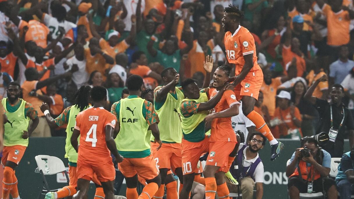 La joie des joueurs de la Côte d'Ivoire contre la RD Congo, le mercredi 7 février 2024.