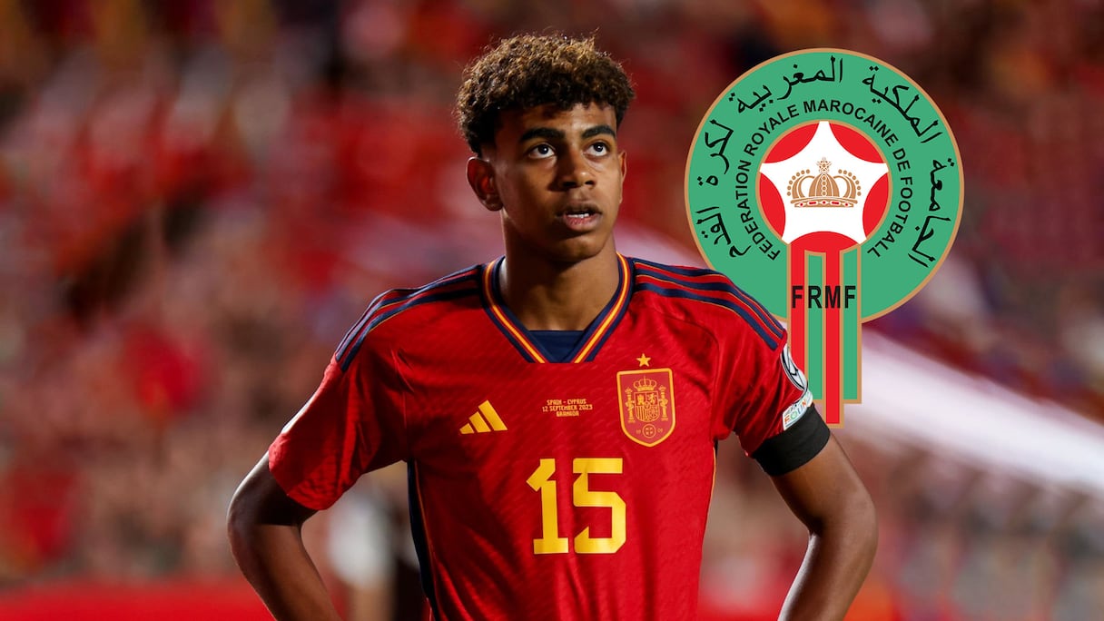 Lamine Yamal et logo de la FRMF (montage).