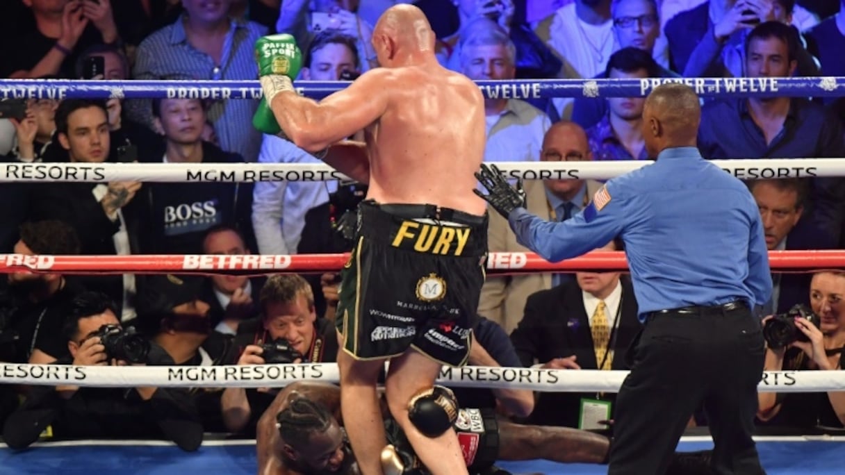 Combat entre les boxeurs britannique Tyson Fury et américain Deontay Wilder, le 22 février 2020 à Las Vegas.