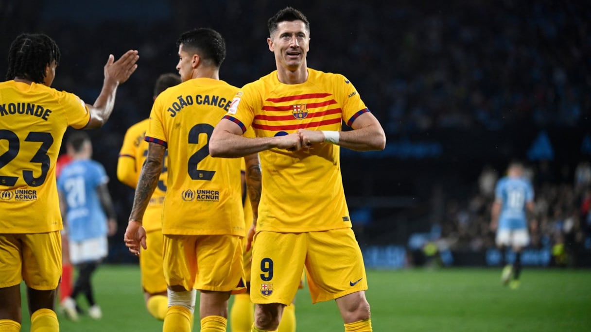 Robert Lewandowski, auteur d'un doublé pour le Barça contre Celta Vigo, le samedi 17 février 2024.