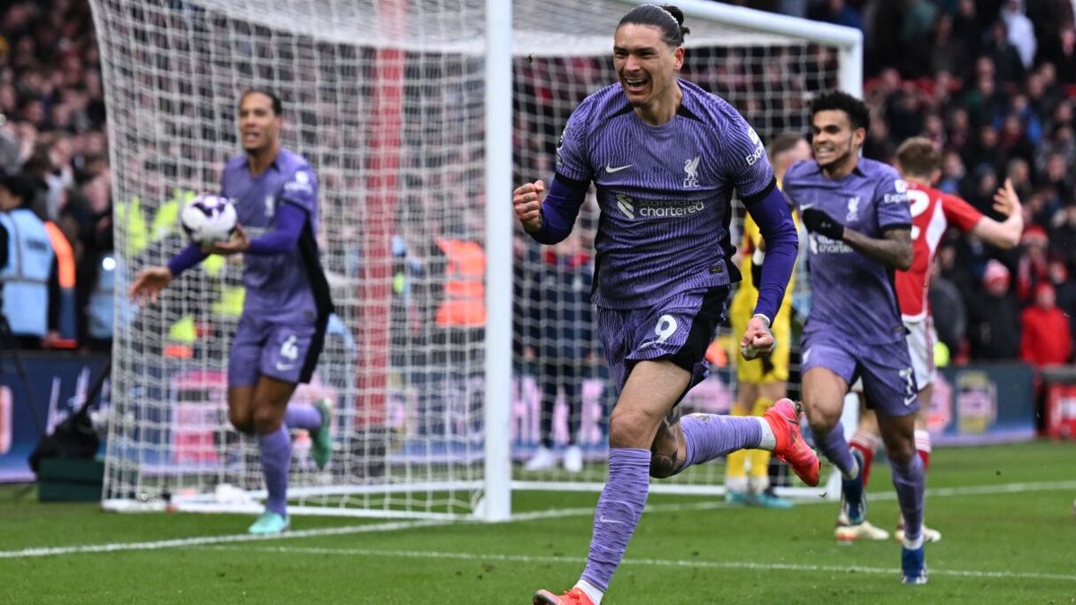 Darwin Nunez, auteur du but de la victoire de Liverpool contre Nottingham, le 2 mars 2024.