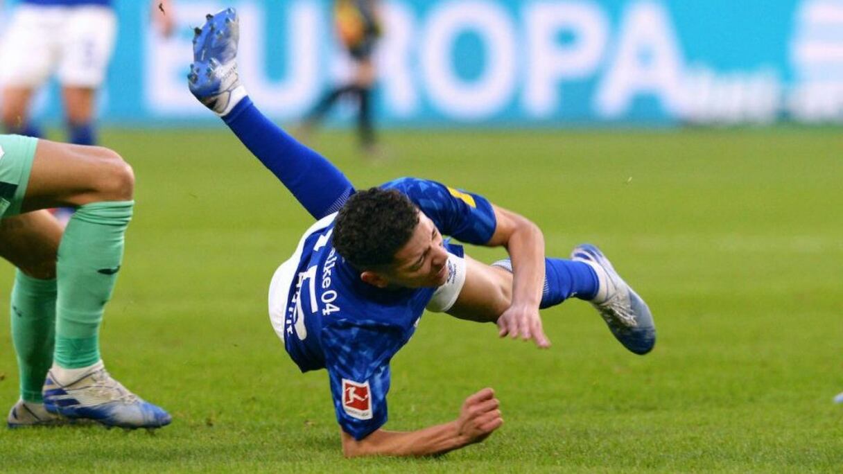 Amine Harit s'est blessé lors du derby de la Ruhr, le 16 mai 2020.