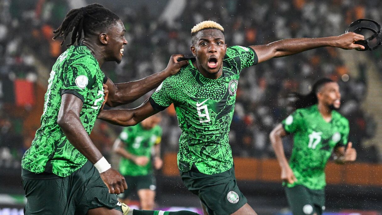 La joie des joueurs du Nigeria contre l'Angola, le vendredi 2 février 2024.