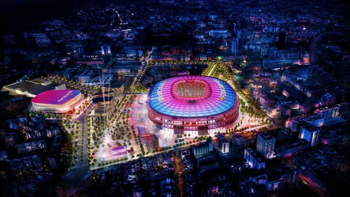 La maquette du nouveau Camp Nou, stade du FC Barcelone.