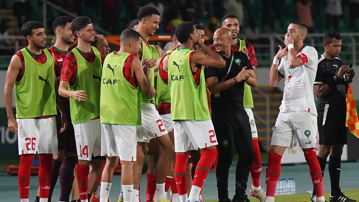 La joie des Lions de l'Atlas contre la Zambie, le mercredi 24 janvier 2024.