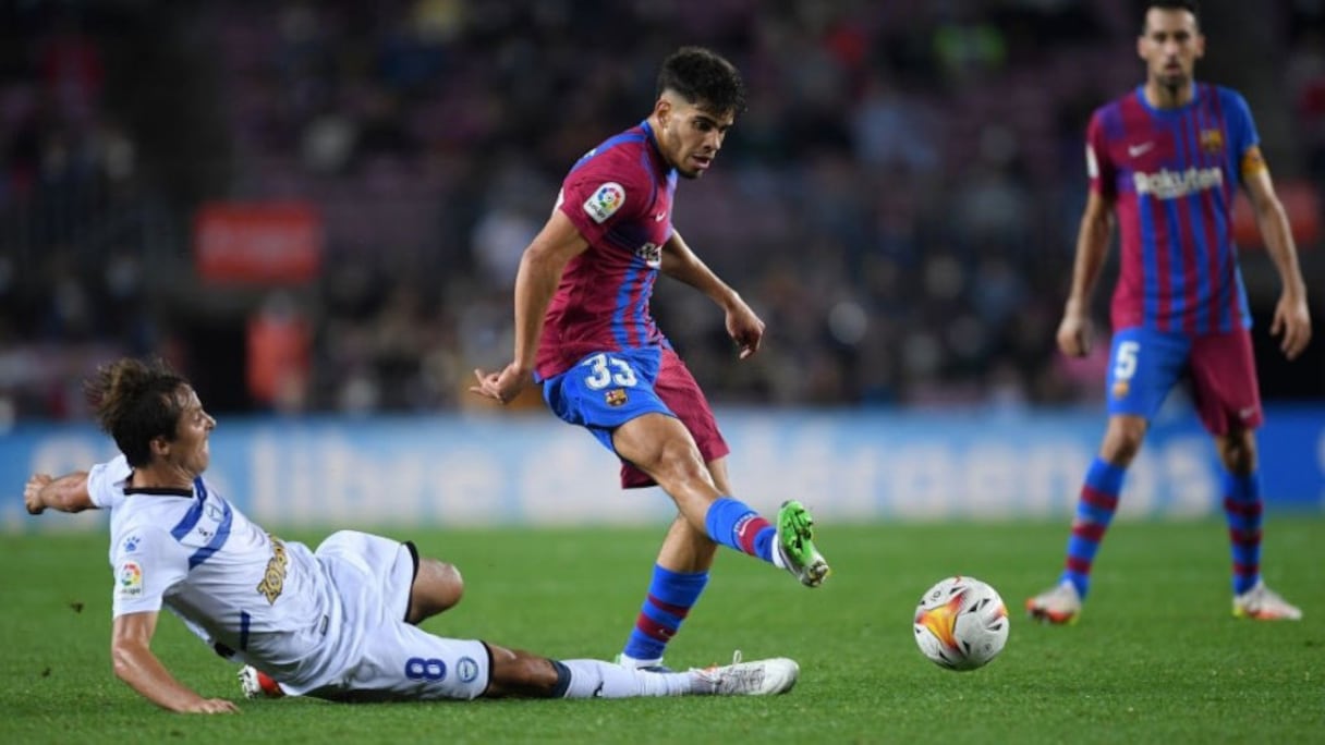 Abdessamad Ezzalzouli, international marocain du FC Barcelone.