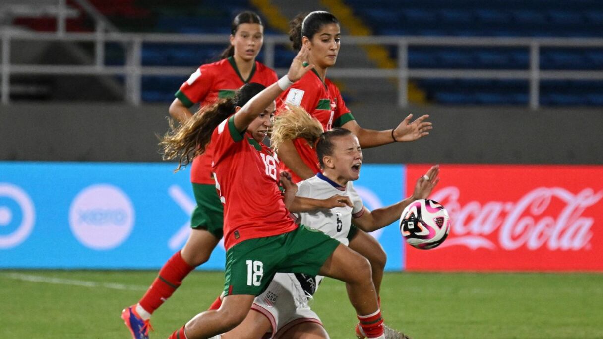 Une séquence du match Maroc-USA comptant pour la deuxième journée de la phase de groupes du Mondial féminin U20, le 4 septembre 2024.