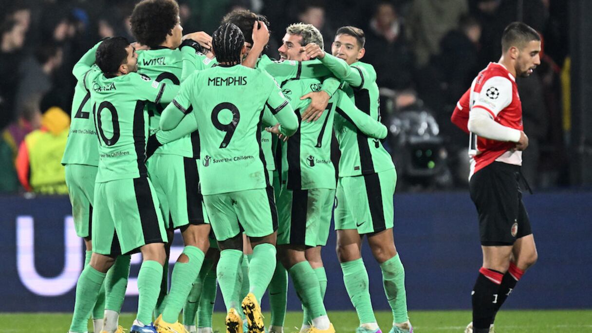 La joie des joueurs de l'Atletico Madrid.