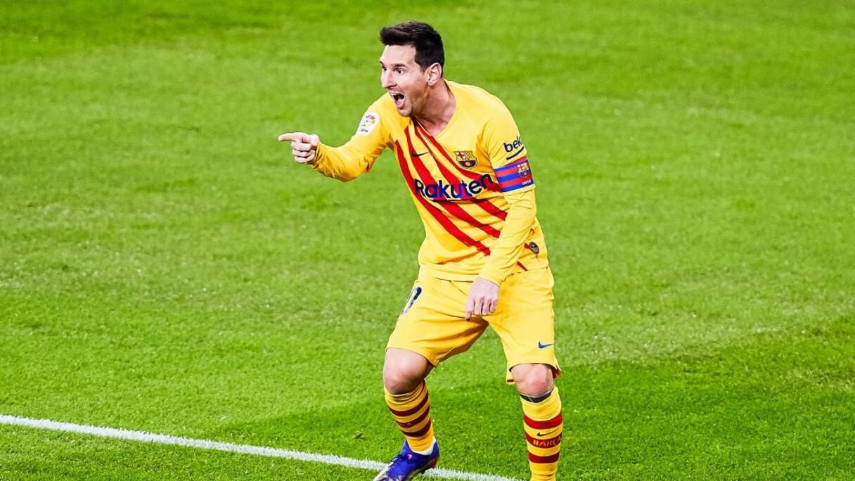 La joie des joueurs du Barça après la victoire sur la pelouse de l’Athletic Bilbao, mercredi 6 janvier 2021.