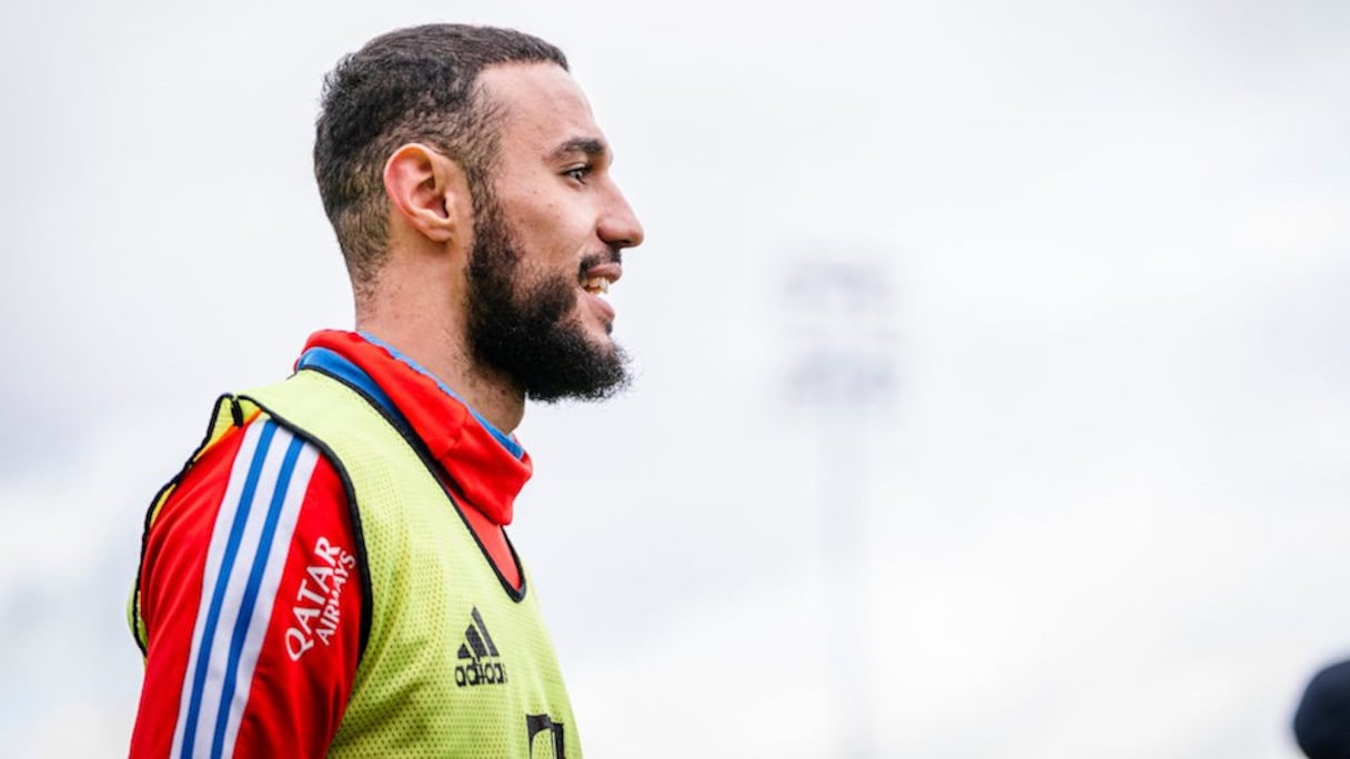 Noussair Mazraoui lors de la séance d'entrainement du Bayern Munich, le 25 février 2023.