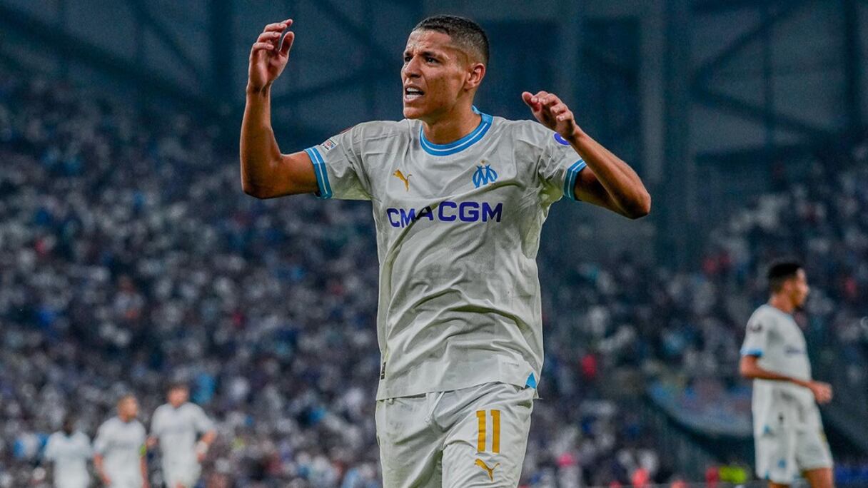 Amine Harit avec l'OM contre Brighton (2-2) en Ligue Europa, le 5 octobre 2023.