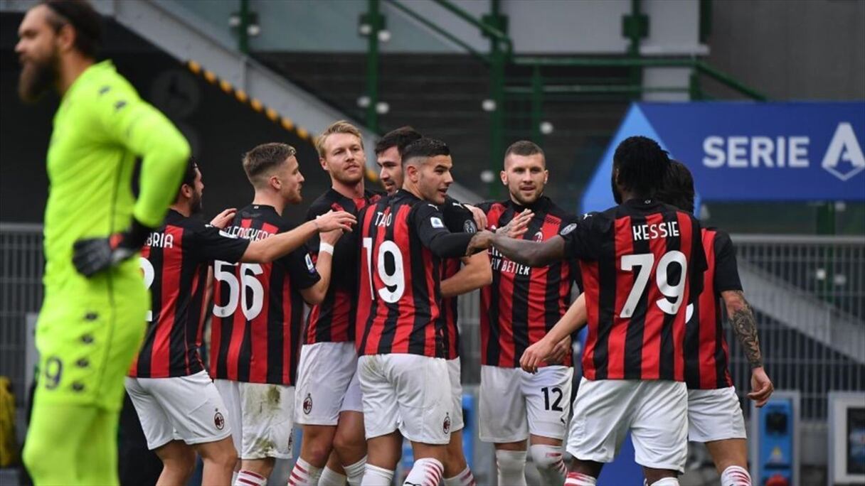 La joie des joueurs de l'AC Milan après la victoire contre la Fiorentina 2-0, dimanche 29 novembre 2020.