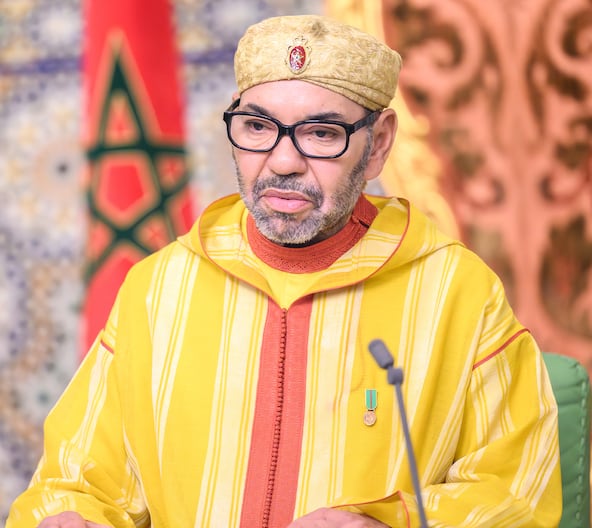 Le roi Mohammed VI prononçant un discours suite à l’adoption du Conseil de sécurité d’une résolution sur le Sahara marocain, le 31 octobre 2025.