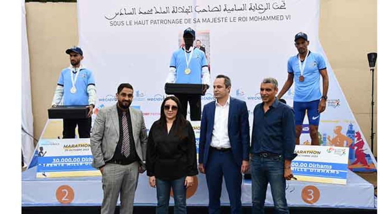 Le podium du 14è Marathon International de Casablanca, le 29 octobre 2023.