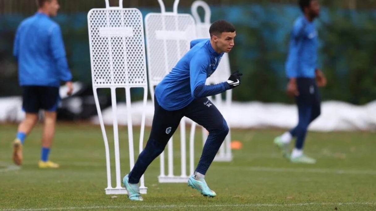 Bilal El Khannouss à l'entrainement du KRC Genk, vendredi 23 décembre 2022.