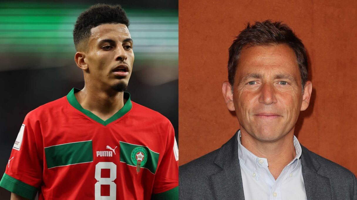 Le journaliste français Daniel Riolo et l'international marocain Azzedine Ounahi (photomontage).