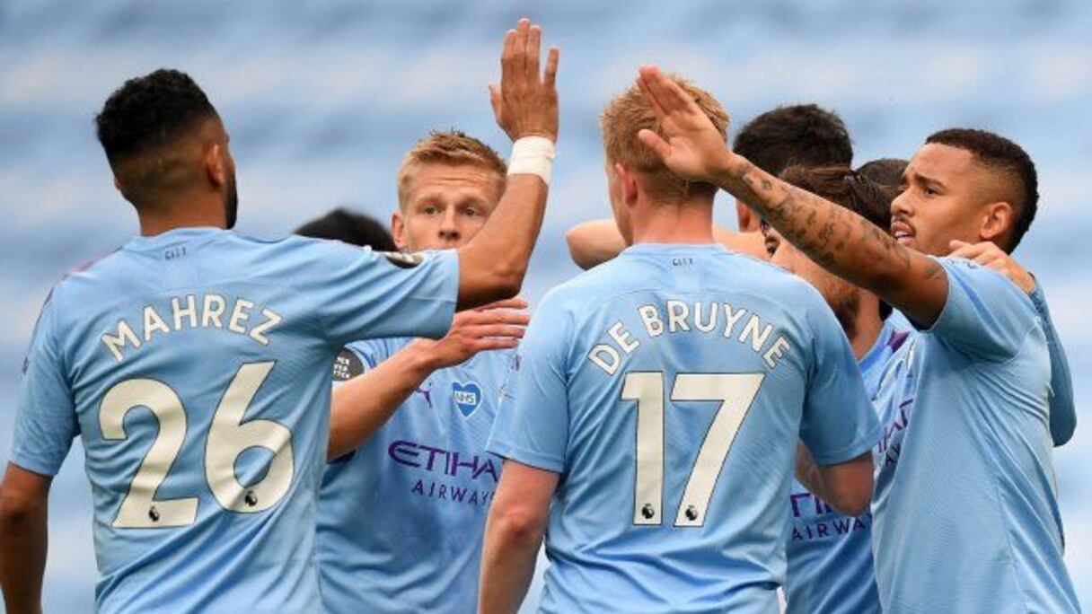 La joie des joueurs de Manchester City.