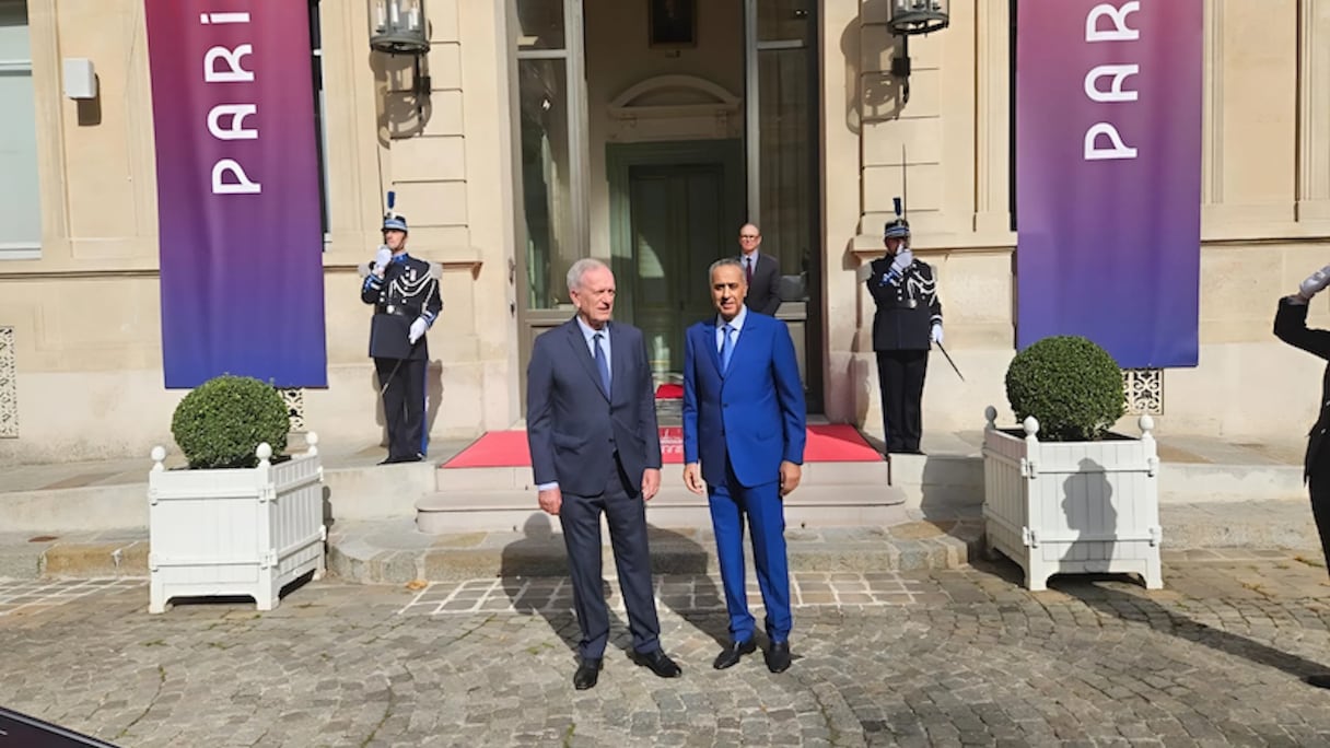 Abdellatif Hammouchi en visite de travail en France, ici avec Frédéric Veaux, le directeur général de la Police nationale française (DGPN).