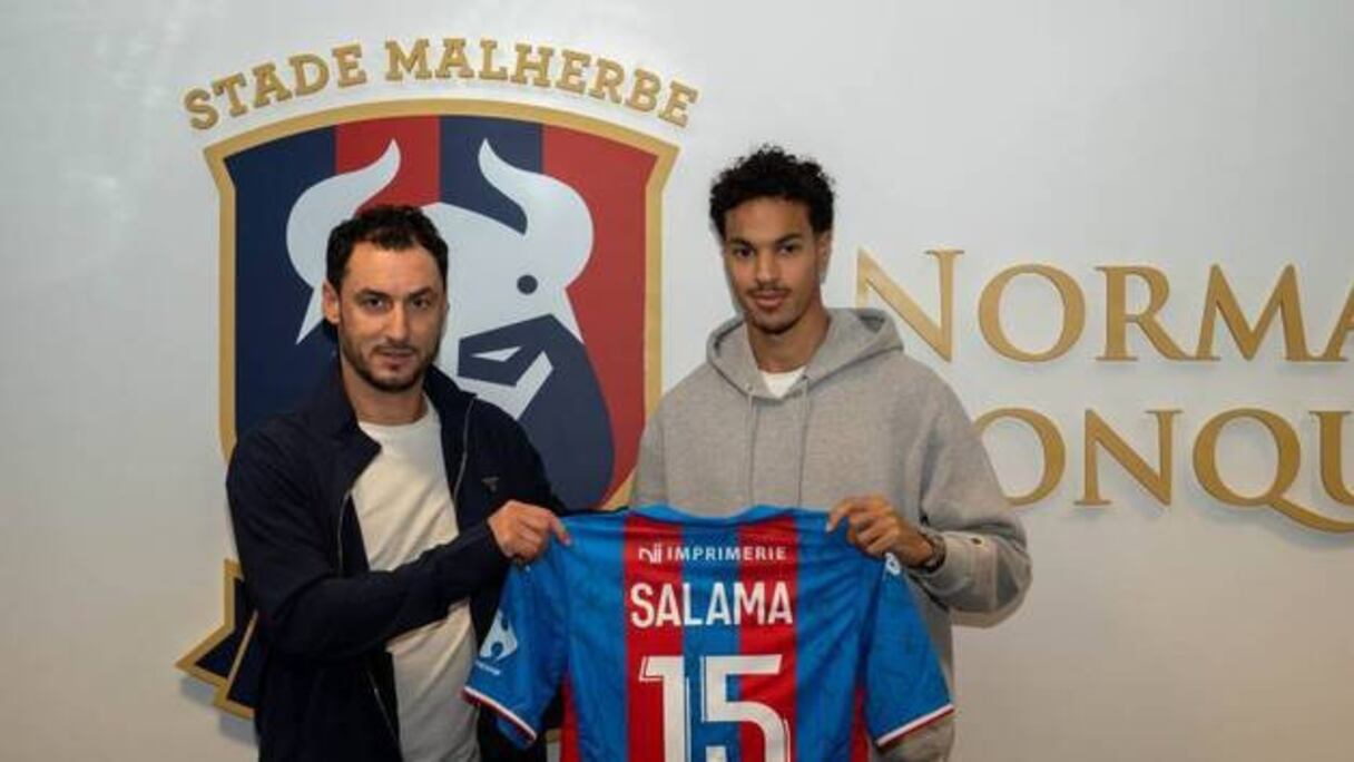 Amine Salama (à droite) avec Yohan Eudeline, le directeur sportif du SM Caen.