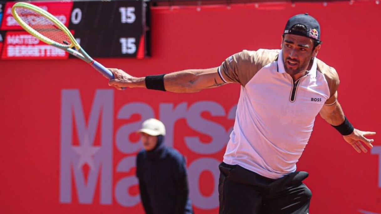 Le tennisman italien Matteo Berrettini au Grand Prix Hassan II de tennis.