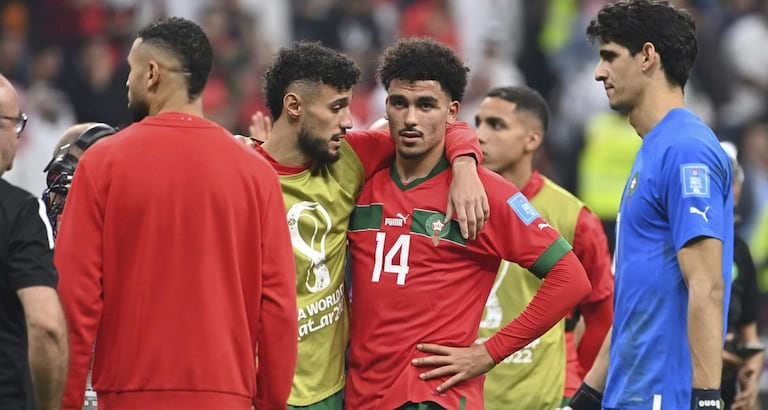 لاعبو المنتخب الوطني المغربي خلال منافسات كأس العالم بقطر