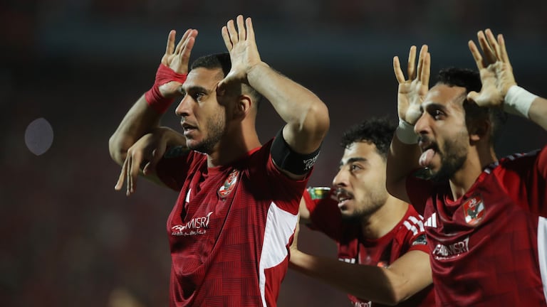 La joie des joueurs d'Al Ahly en finale de la Ligue des champions de la CAF contre l'Espérance de Tunis, le 25 mai 2024.