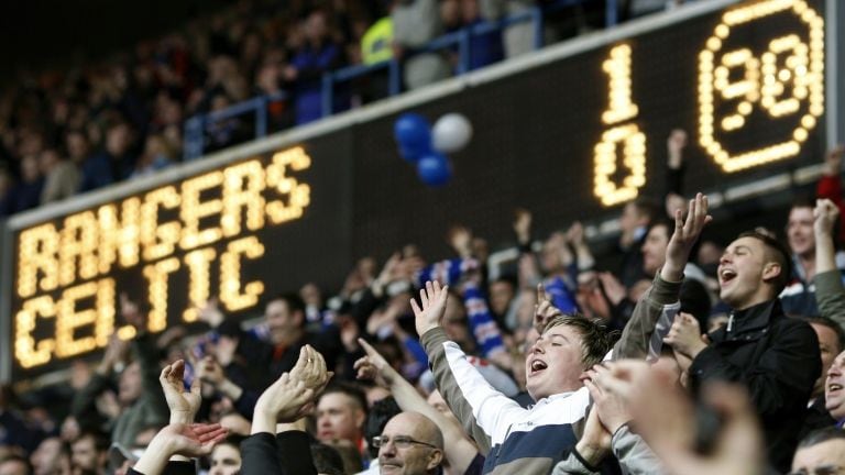 Un des 404 derbies de Glasgow entre le Celtic et les Rangers, le 29 mars 2008 à Ibrox Stadium.