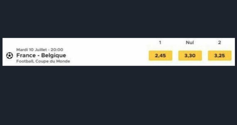 Exemple de cote relevé sur un site de paris en ligne, mardi