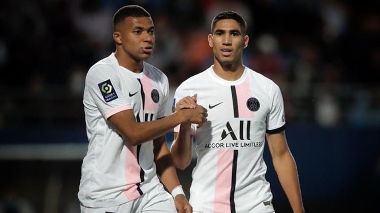 Achraf Hakimi et Kylian Mbappé.